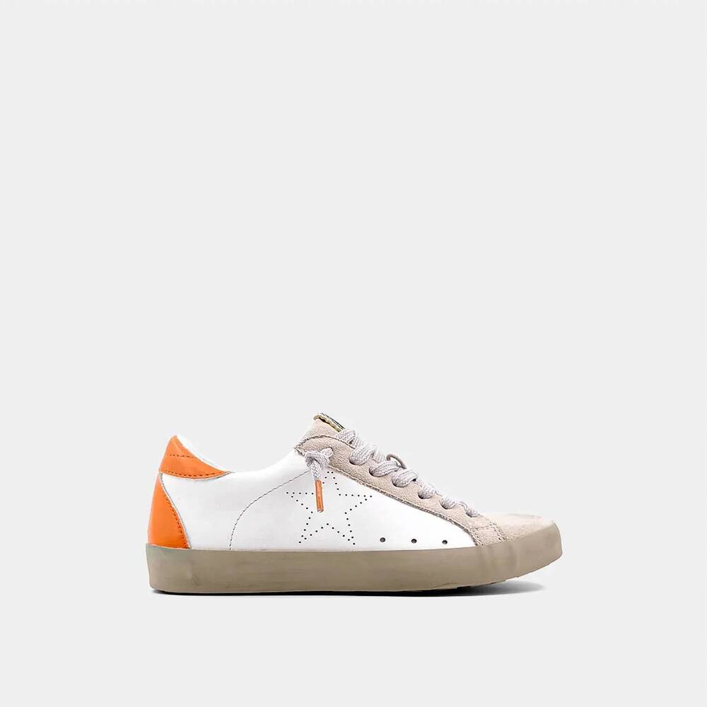 NEW SHU SHOP women's mia sneakers in white + orange